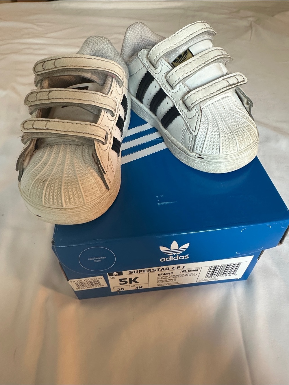 adidas Kids White and Black Velcro Superstar Sneakers